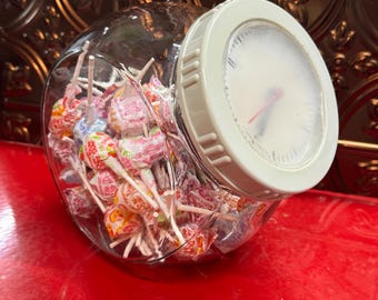 Vintage Country Ole’ Time General Store Candy Jar with Clock Penny Candy Jar Cookie Jar Apothecary Jar