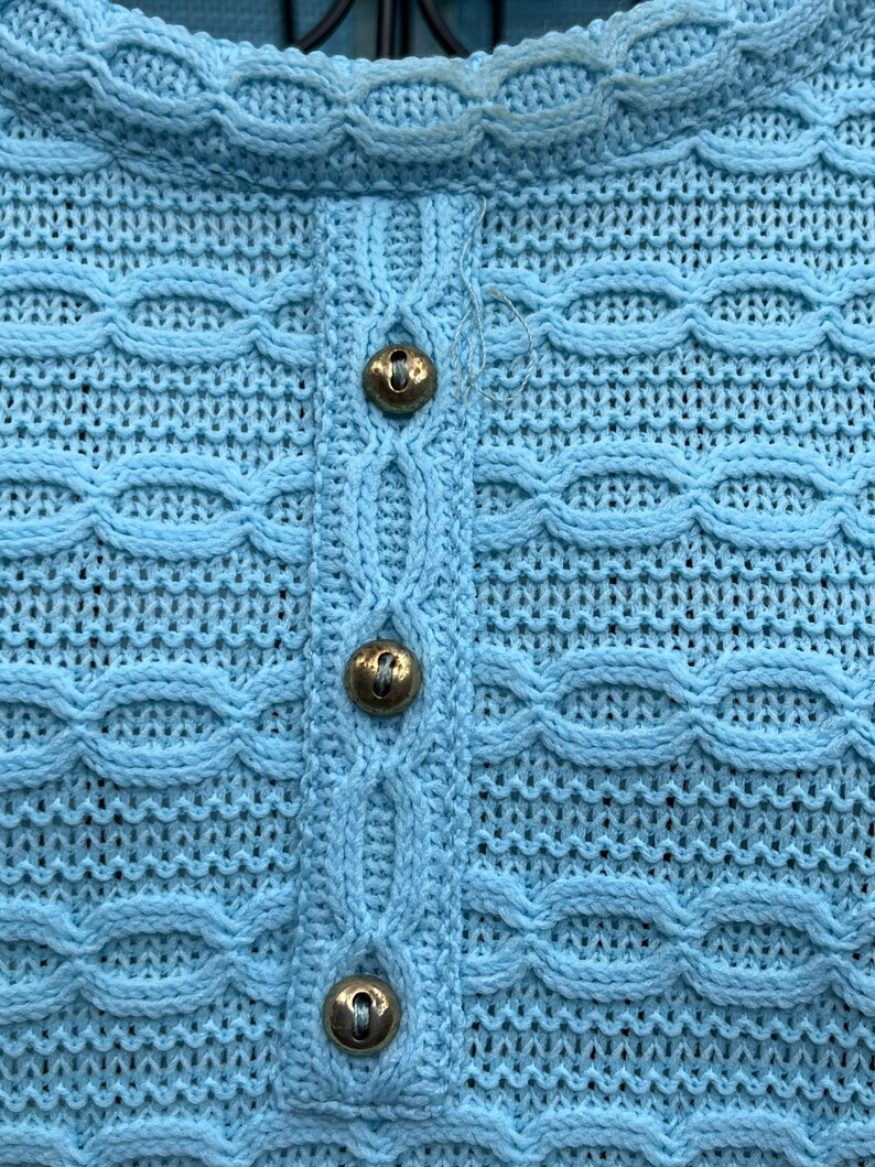 Vintage 1950's Light Blue Knit Shift Dress Leslie fay Originals image 6