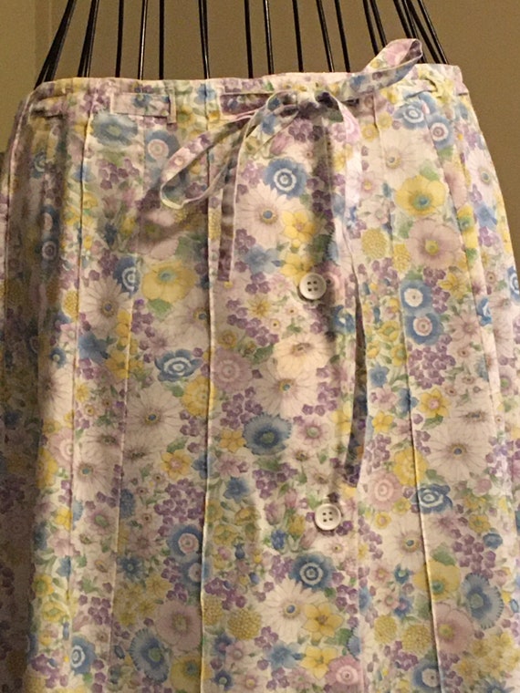 Vintage Floral Button Full Cotton Skirt purple,Bl… - image 6
