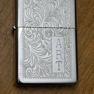 Vintage 1983 ART Monogrammed Pocket Lighter Venetian Design Collectible