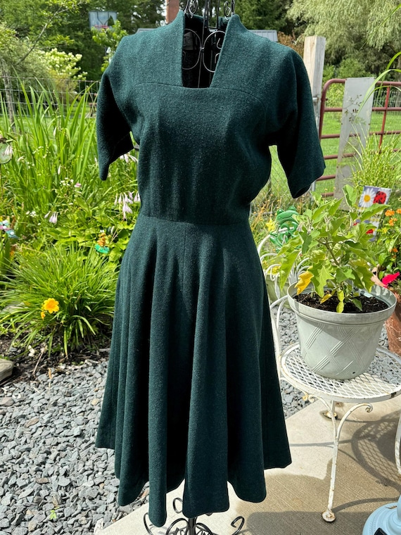 Vintage Anne Fogarty Green Wool 1950s Swing Full Skirt Sleeveless Dress Rockabilly Dress Fit and Flare Etsy Canada