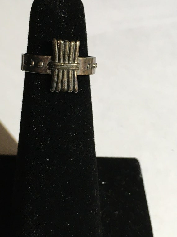 Vintage Geometric Abstract Shape Sterling Ring. Si