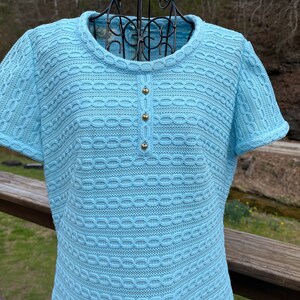 Vintage 1950's Light Blue Knit Shift Dress Leslie fay Originals image 2