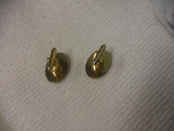 Iridescent Gold Plated Cuff Links, Button Hole Ad… - image 7