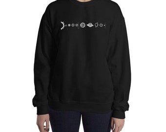 Solar System Sweatshirt Tumblr Hipster Grunge Aesthetic Indie Universe Stars Galaxy Moon Sun Space Planets