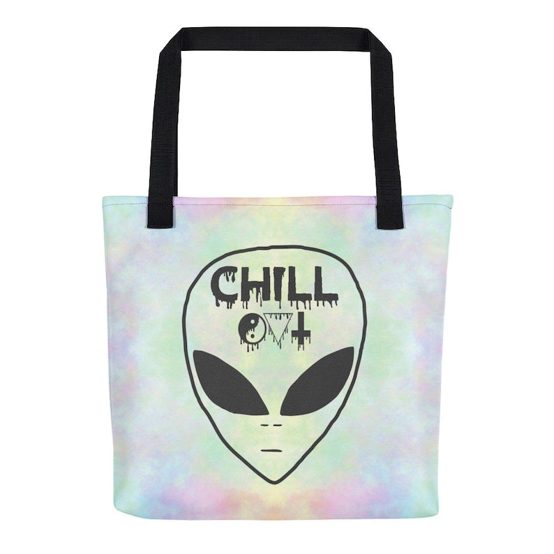 Chill Out Tote Bag Tumblr Hipster Grunge Aesthetic Streetwear Gothic Pastel Psychedelic Trippy Urban Rad Alien Acid