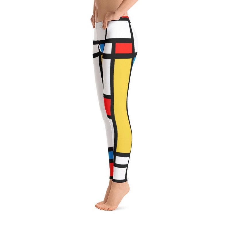 Mondrian Geometric Yoga Leggings Abstract Colorful Pattern Womens Leggings