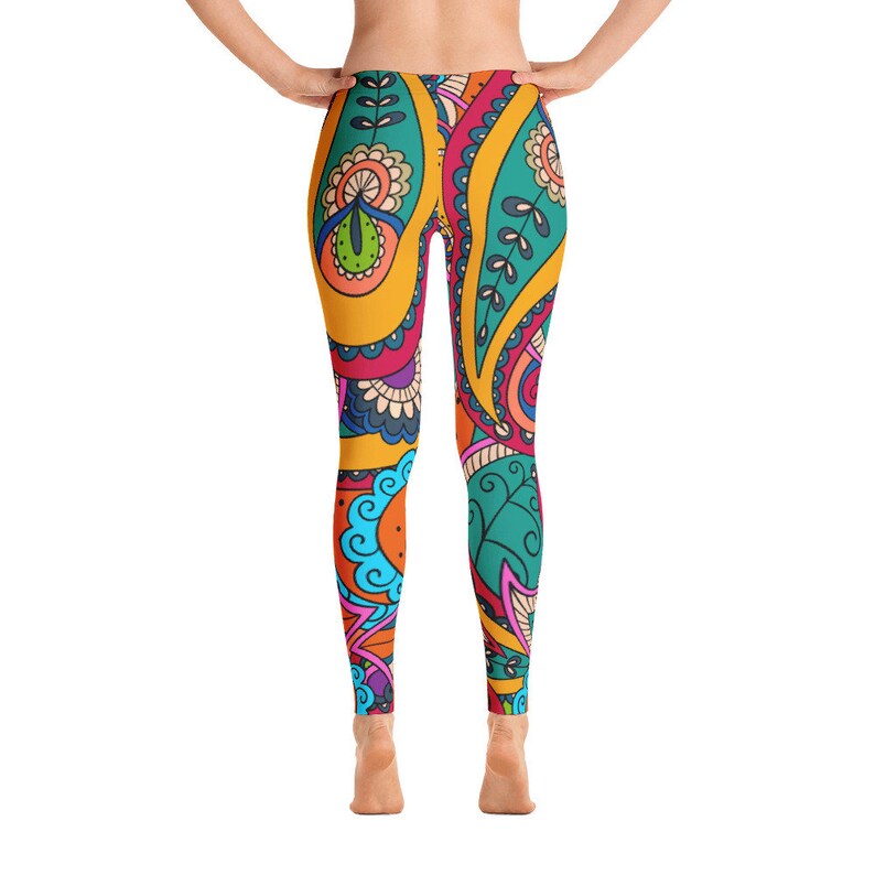 African Style Womens Leggings, Tribal Ethnic Colorful Geometric Yoga ...