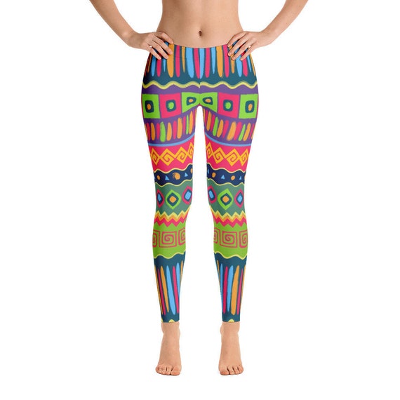 Afrikanische Rand Frauen Leggings Bunte Stammes Muster Yoga Etsy