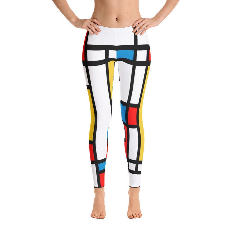 Mondrian Geometric Yoga Leggings Abstract Colorful Pattern Womens Leggings