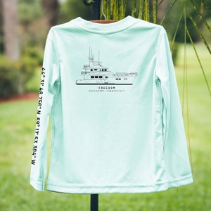 Custom Boat Drawing shirts group boating shirts Matching Family shirts boat staff shirts sun protection shirts boat charter shirts UPF 50+