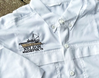 Custom Embroidered Boat shirts UPF 40+ Polo boat shirts Performance Short Sleeve Fishing Shirt boat staff shirts  boat charter shirts