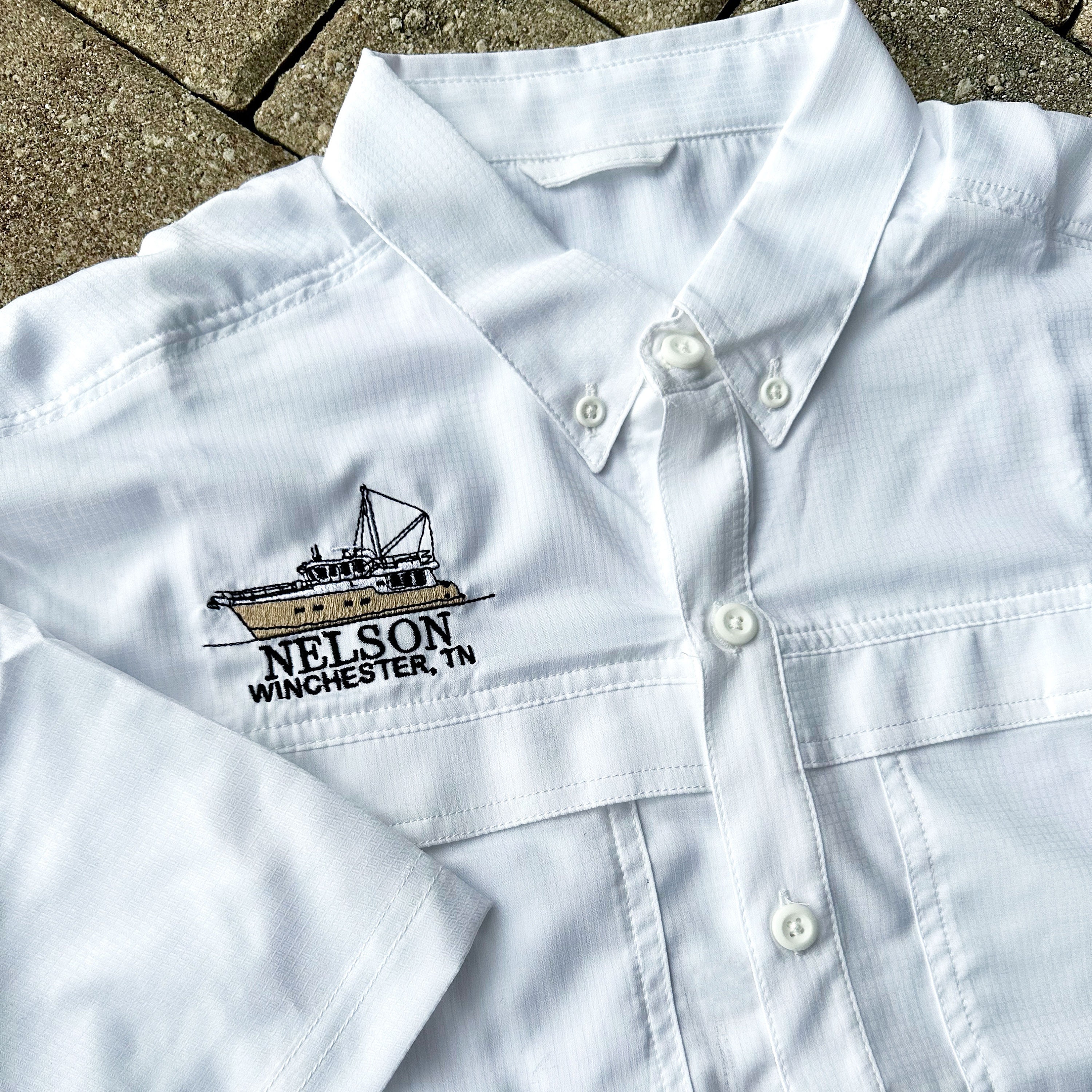 Short Sleeve Fishing Shirt with Embroidered Venturing Logo