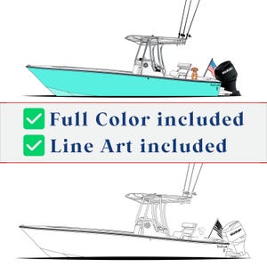 Disegno di barca personalizzato - Disegno a colori e al tratto / Illustrazione digitale di barca / Regalo nautico personalizzato / Ritratto di barca