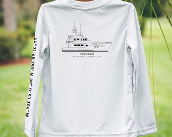 Custom Boat Drawing shirts group boating shirts Matching Family shirts boat  staff shirts sun protection shirts boat charter shirts UPF 50+