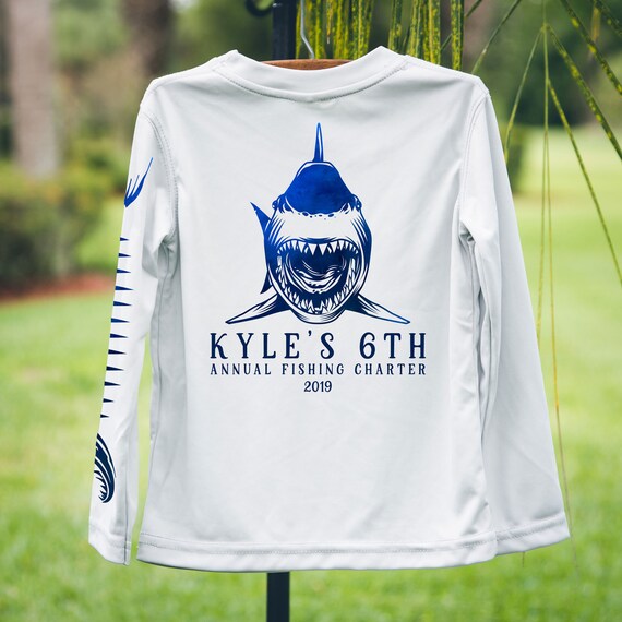 Personalized Shark Fishing Performance UPF Rash Guard Sun Shirt