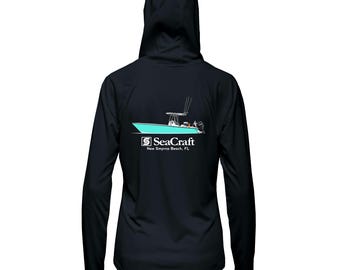 Custom Boat Shirt for Women - UPF50+ Hooded Sun Shirt | Personalized Boat Drawing Shirt | Eco-Friendly Boating Gift | Long Sleeve