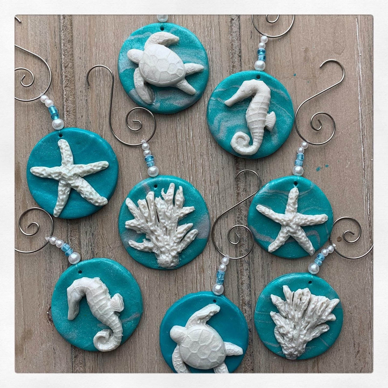 4 Piece Coastal Marine Life Ornaments Crhistmas Ornaments A Etsy