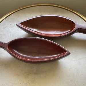 Mid Century Modern mahogany Leaf shape bowls