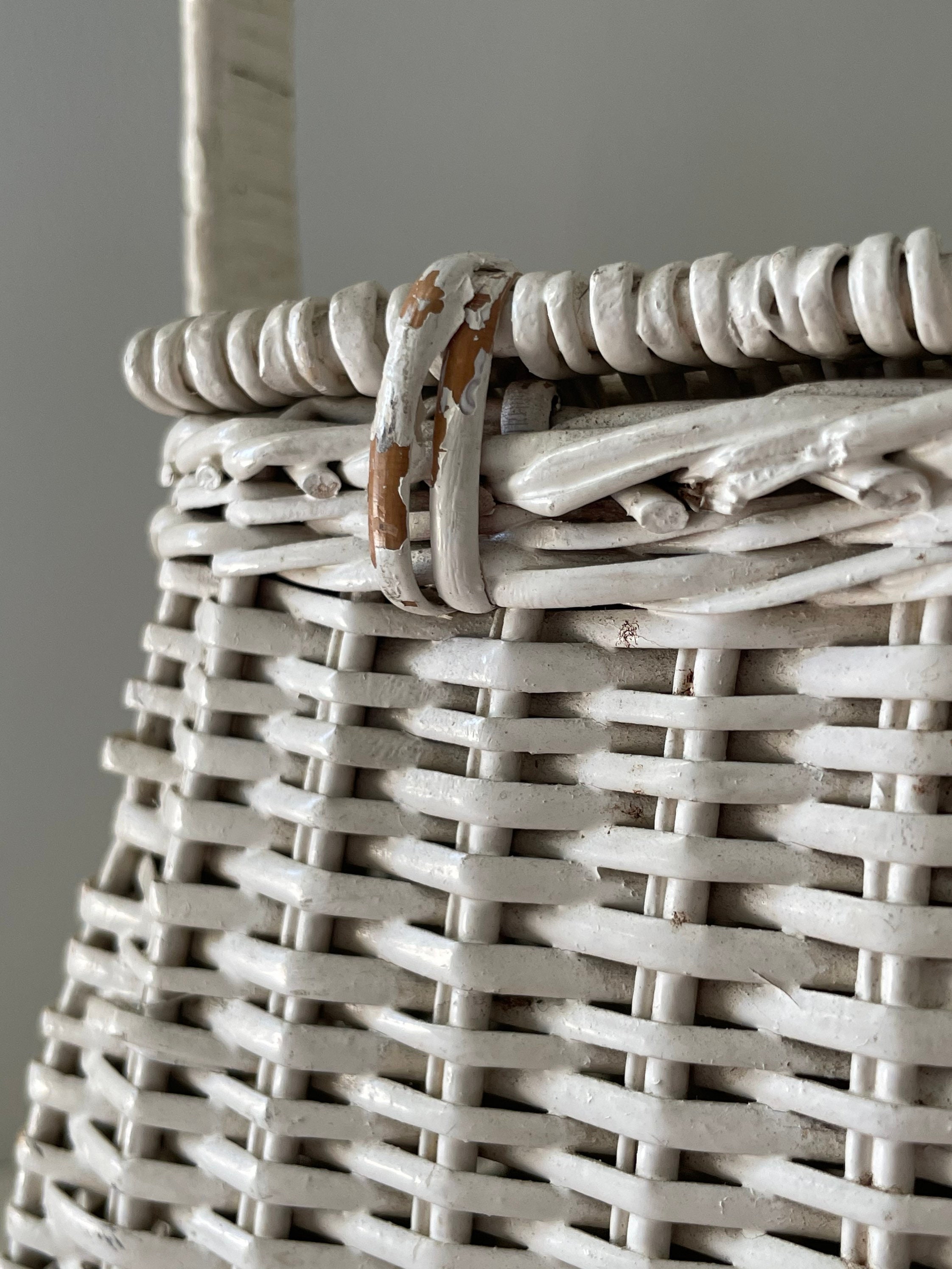 Antique Painted Top Handle Basket Etsy