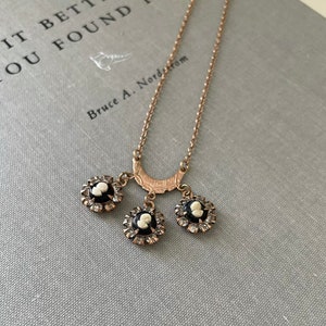 Vintage Rose gold Filled filigree dainty cameo necklace