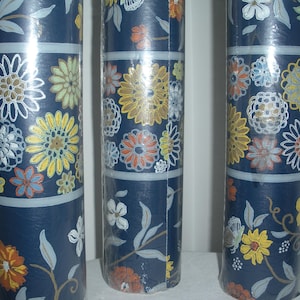 Vintage F. Schumacher Wallpaper 3 Total Rolls of 3 Rolls Blue Floral Butterfly Wallcovering Prepasted Solid Vinyl UNOPENED- READ Description