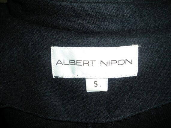Vintage Black Wool Cape Albert Nipon Removable Ho… - image 6