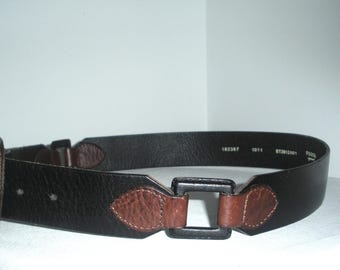 Vintage FOSSIL Dark Brown Croc Embossed Belt L, 2 Tone  display picture 2