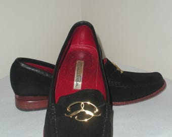 Vintage Oscar de la Renta Black Loafers, Size 36 1/2, Made in Italy