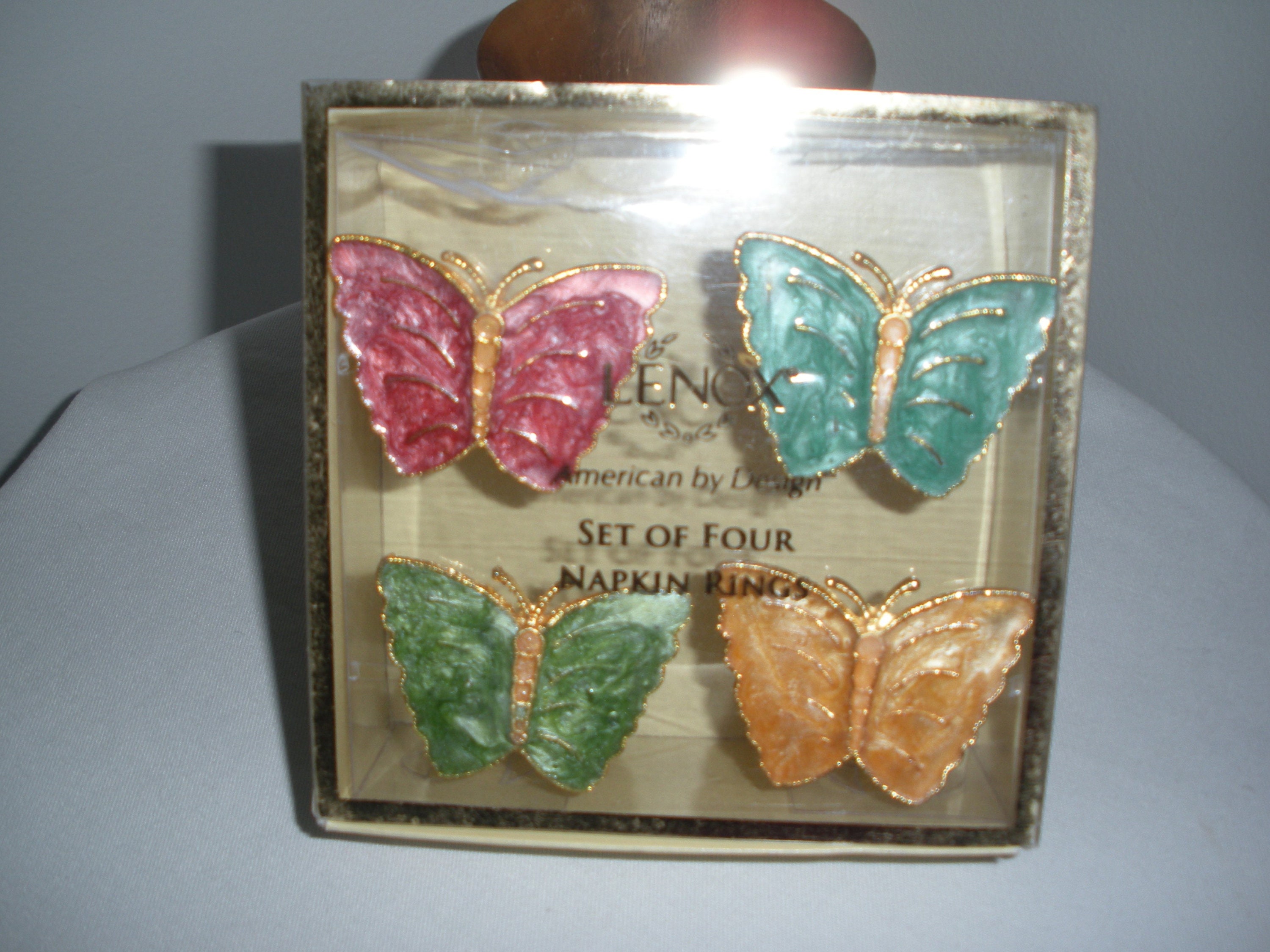 Silver Tone and Green Butterfly Napkin Rings Set of Six Blue Butterfly Napkin Rings - Set of 6 - Country Village Shoppe main image 3