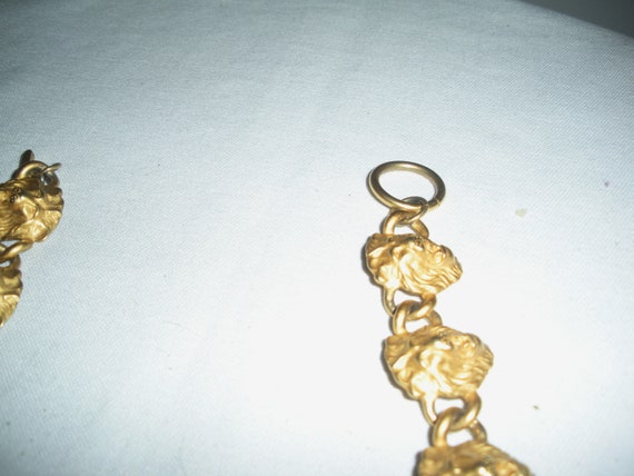 Vintage Anne Klein Lion Heads Necklace Matte Gold… - image 3
