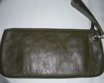 Vintage Hobo Purse Wristlet Green Wallet Clutch