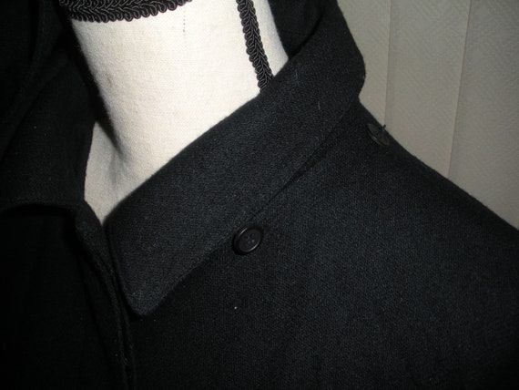 Vintage Black Wool Cape Albert Nipon Removable Ho… - image 7