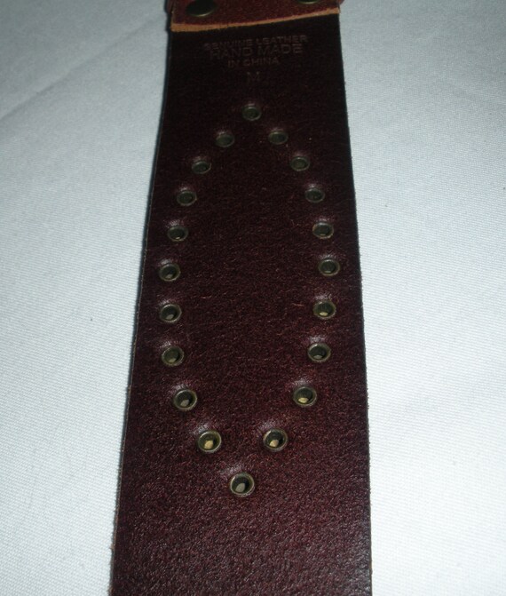 Belt Studded Leather Brown Burgundy Undertone With Brass  display picture 1