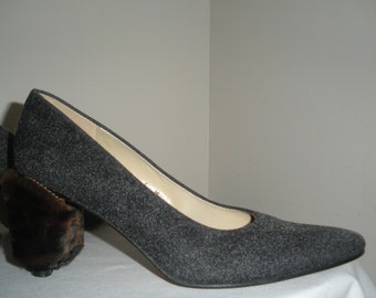 Rare Vintage Ladies Shoes with Faux Fur Heels Size 6 1/2 M Etienne Aigner