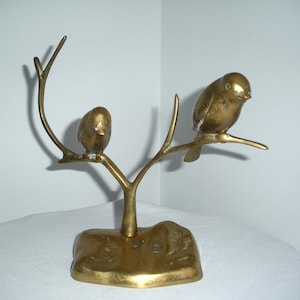 Brass Birds on a Branch Sculpture