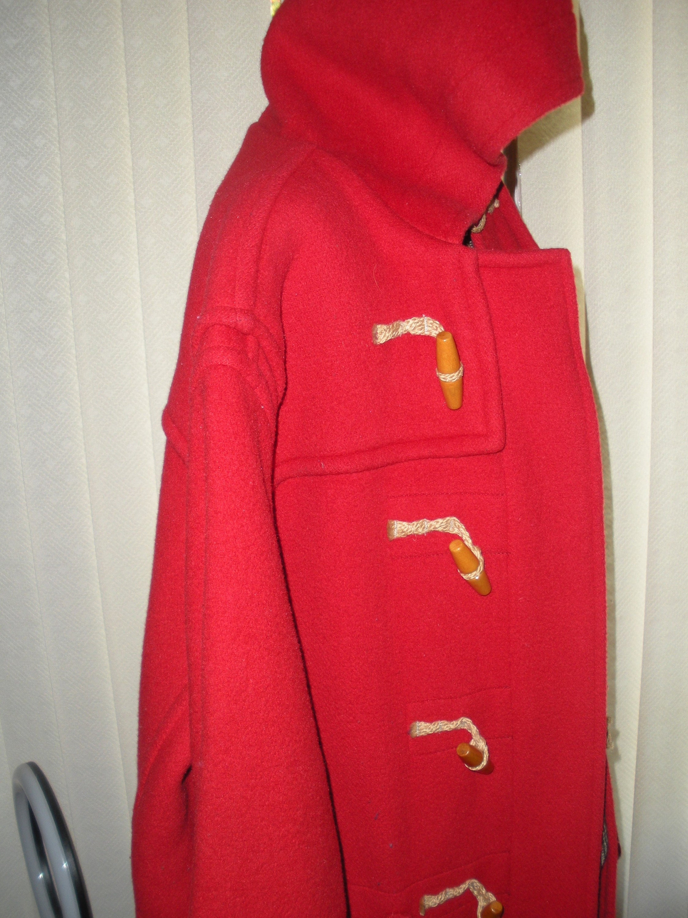 Vintage Gloverall Red Wool Duffle Coat, Toggle Closure, Made in