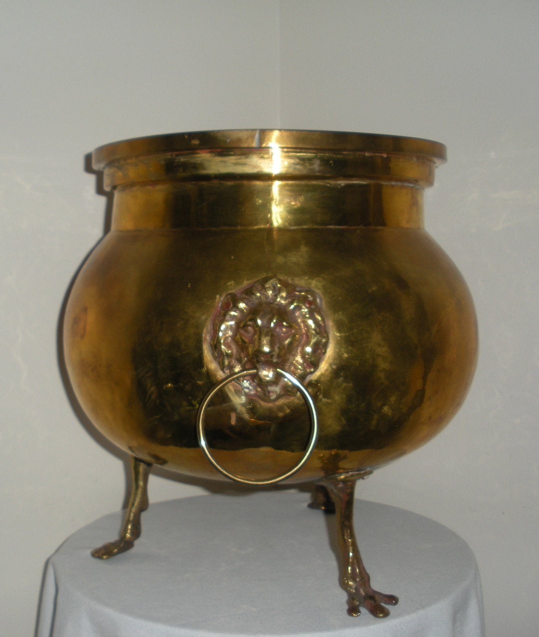 Vintage Brass Planter Lion Head Handles With Bird Feet Etsy