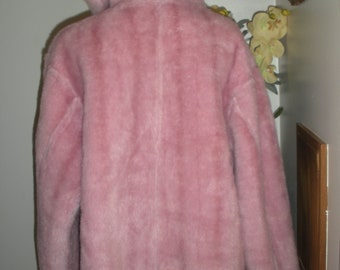 Vintage Pink Reversible Women Size L Coat Full Length Hooded Jones of New York