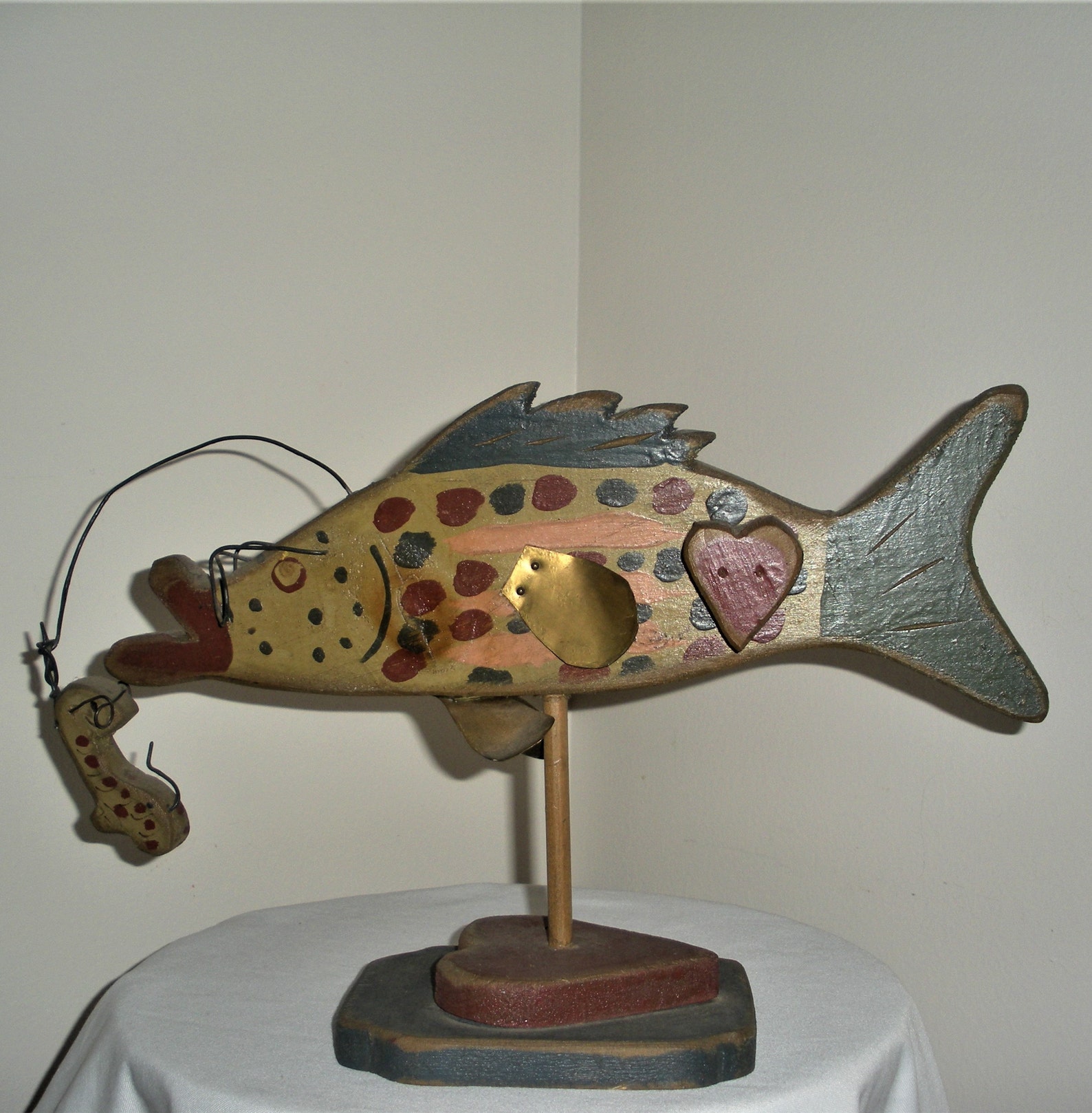 Wood Carved Fish Folk Art Whimsical Fish Art Painted Wooden Etsy