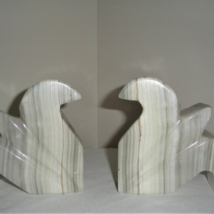 Vintage Book Ends Fleur De Lis Shaped Marble Onxy Bookends from Hecho En Mexico Stone Book Ends