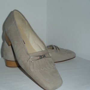 Suede Loafers Shoes Amalfi Italy Slip On Women Size 9 Taupe Square Toe Shoes