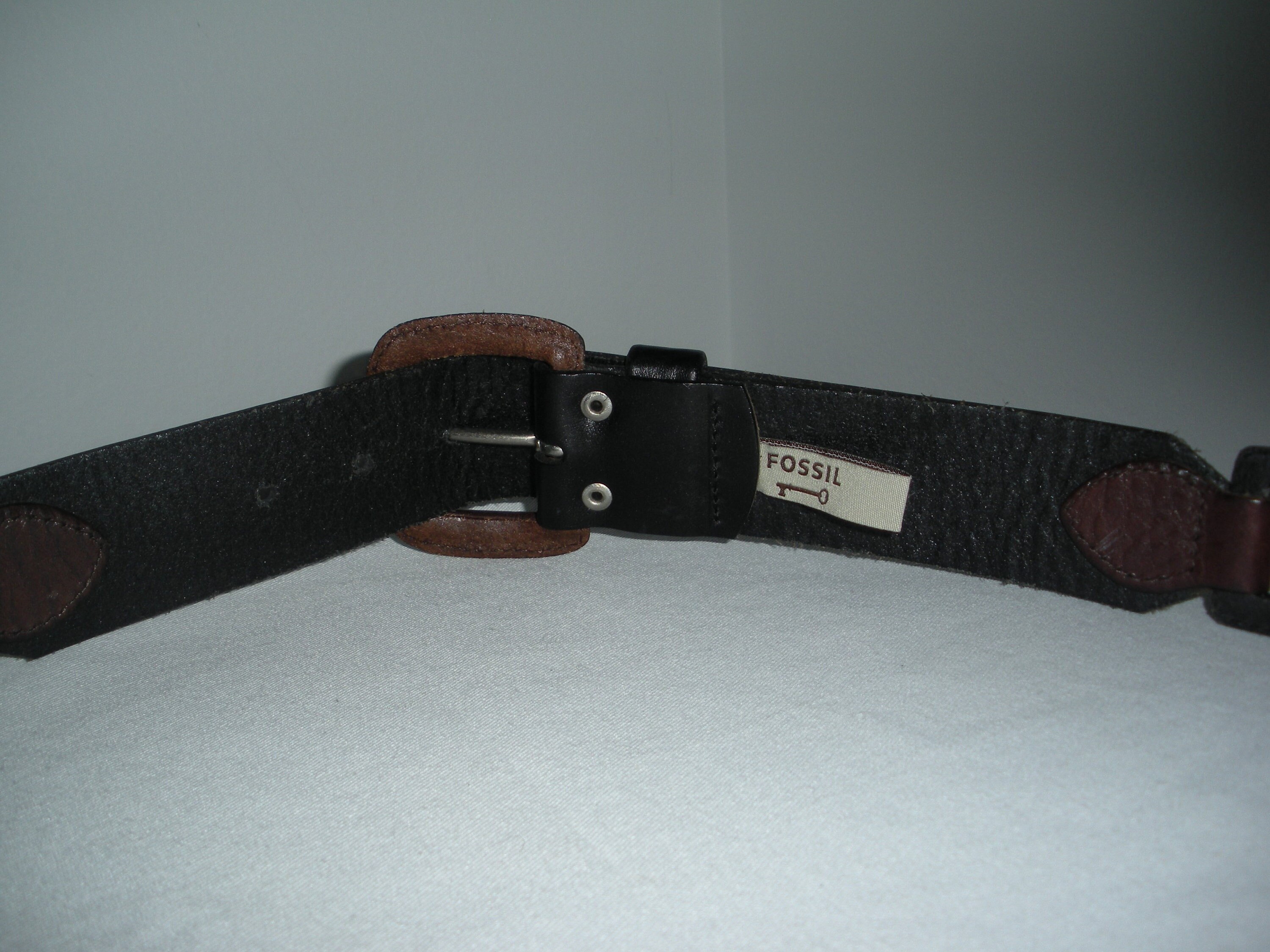 Fossil classic brown leather dress belt w/two tone buckle #39A Vintage Fossil Belt - Etsy main image 4