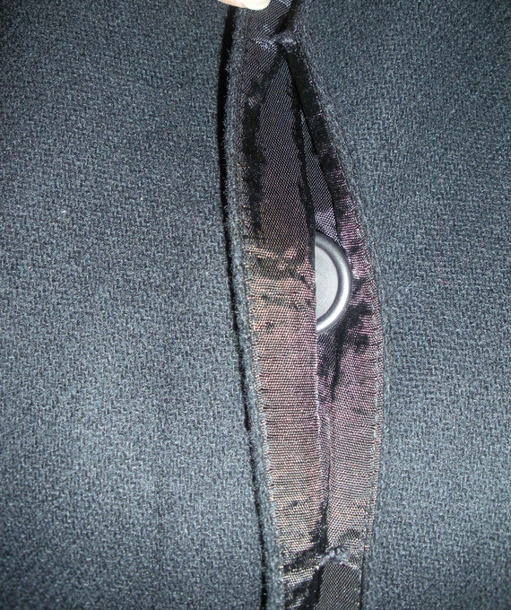 Vintage Black Wool Cape Albert Nipon Removable Ho… - image 9