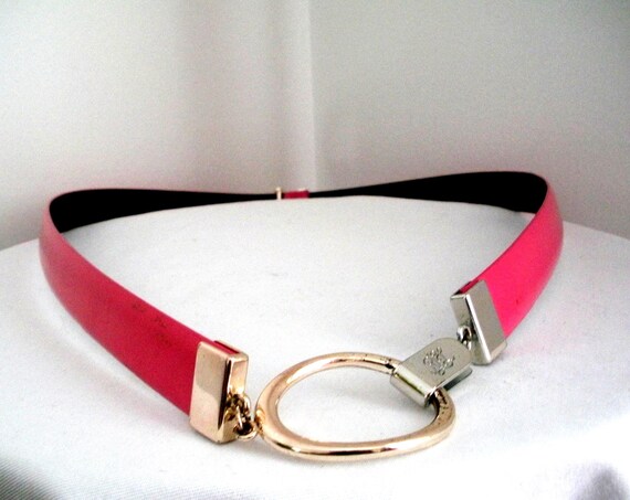 Lauren Ralph Lauren Pink Italian Leather Belt - Silver  display picture 2