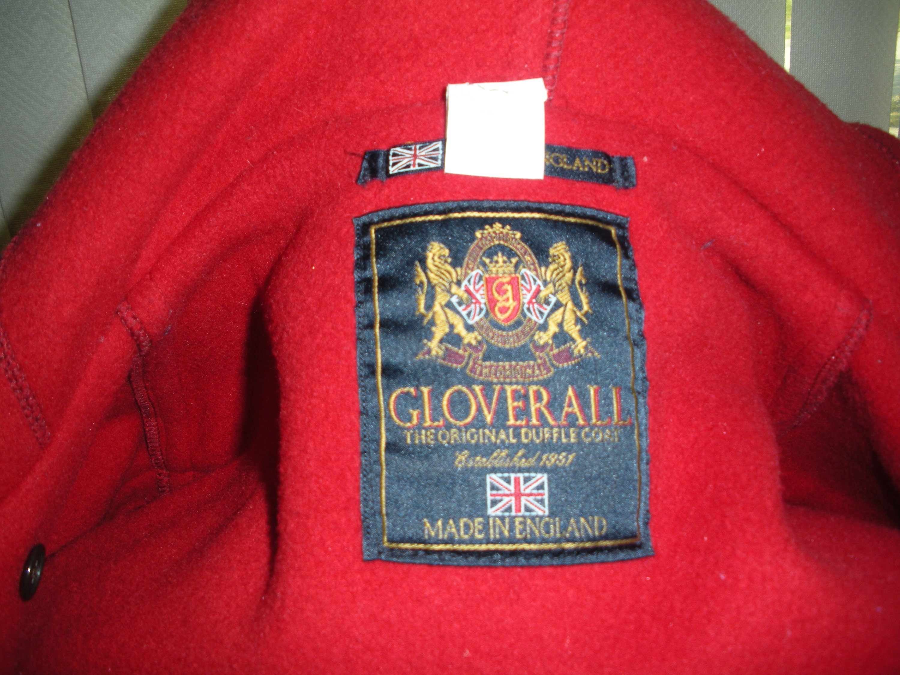 Vintage Gloverall Red Wool Duffle Coat, Toggle Closure, Made in