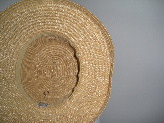 Vintage Straw Hat Blue Ribbon April Cornell Hat With Bow  display picture 1