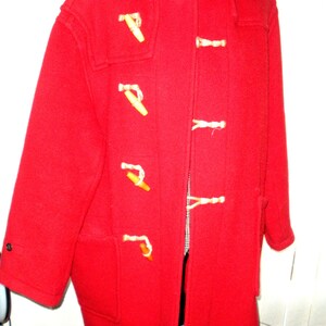 Vintage Gloverall Red Wool Duffle Coat, Toggle Closure, Made in England, Size M