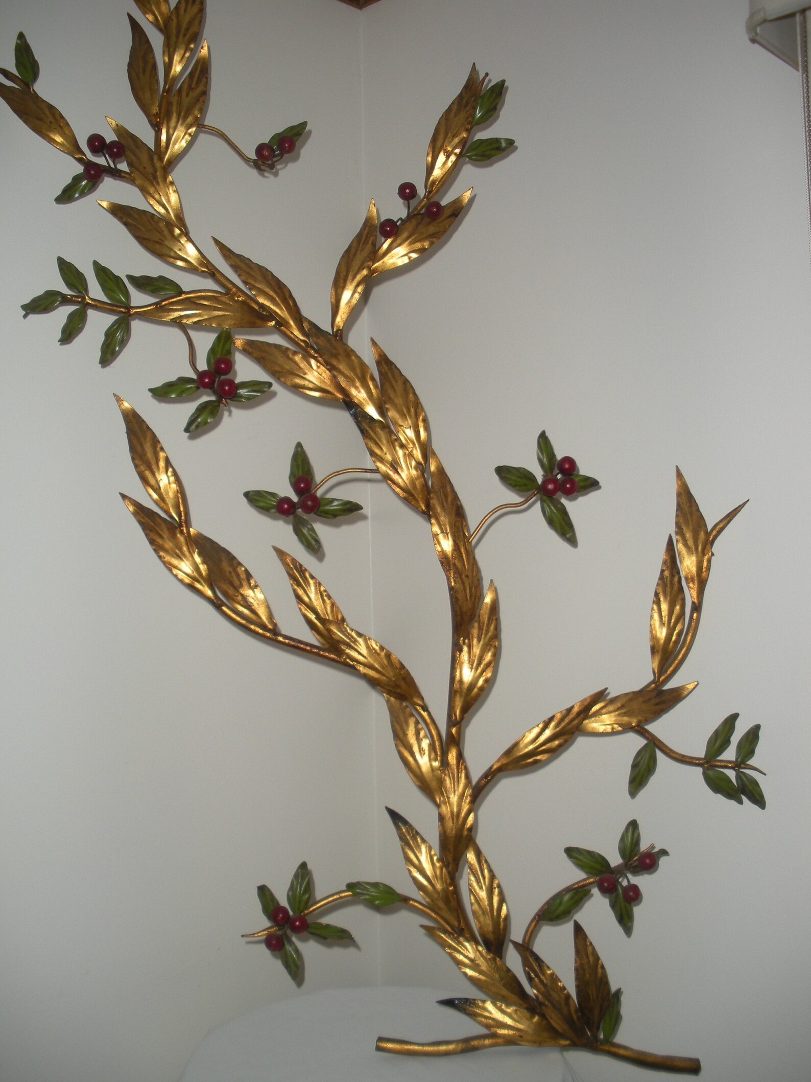 Vintage Gold Gilt Metal Leaves Wall Art Tree Branch Sculpture Etsy