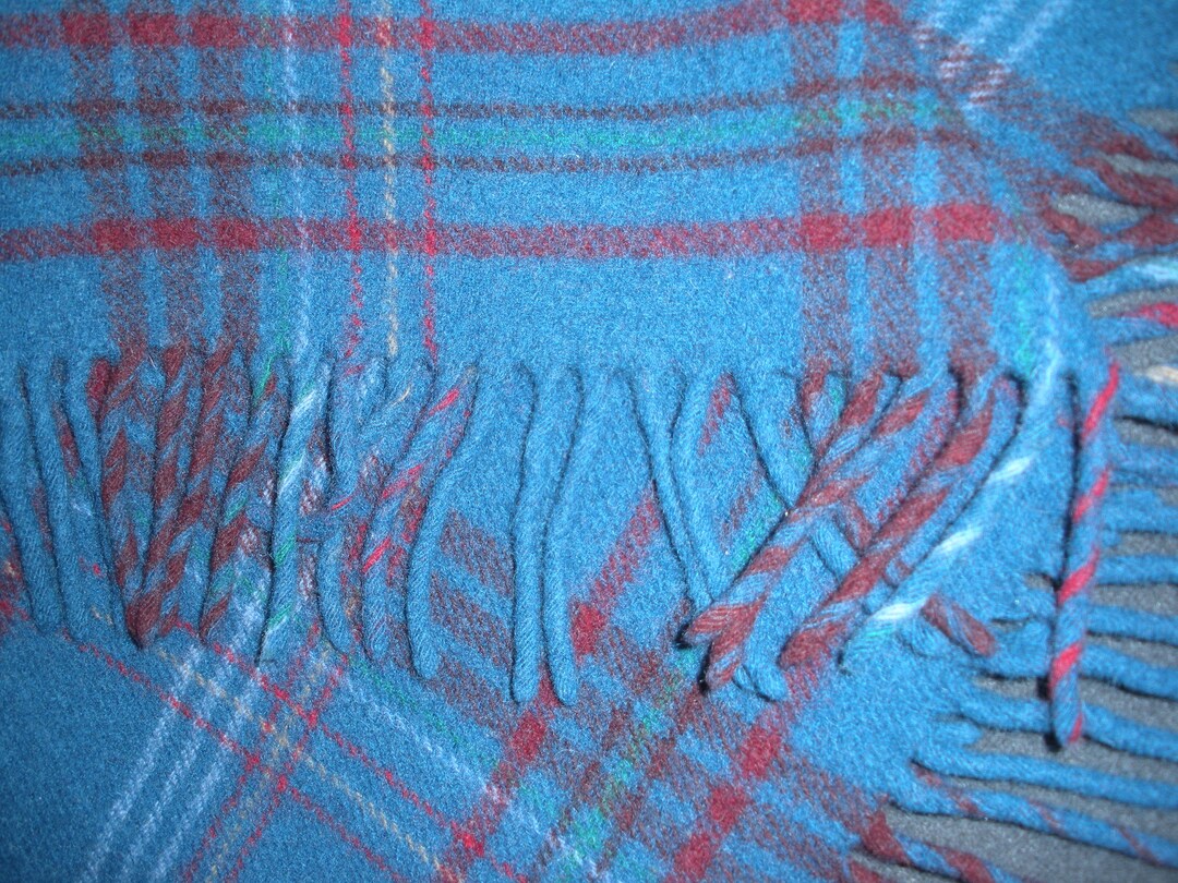 Vintage Pendleton Wool Throw Blue Red Plaid Stadium Blanket Etsy